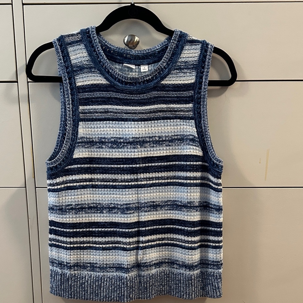 Gap Striped Blue and White Knit Tank Top